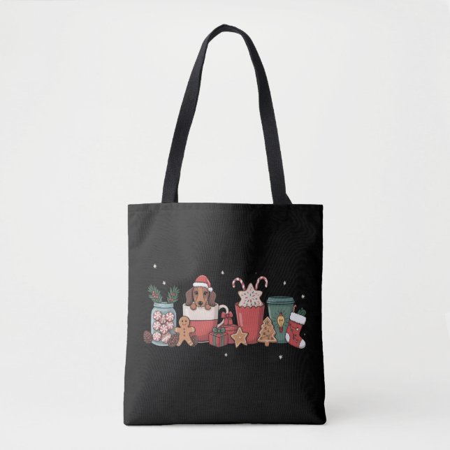 Dachshund julkaffe Xmas bagare pepparkakor  Tygkasse (Framsida)