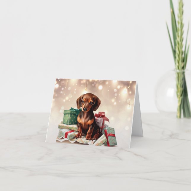 Dachshund Julkort Valp Kort (Framsida)