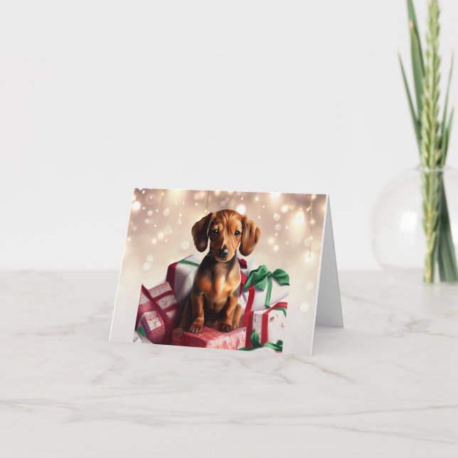 Dachshund Julkort Valpkort Kort (Framsida)