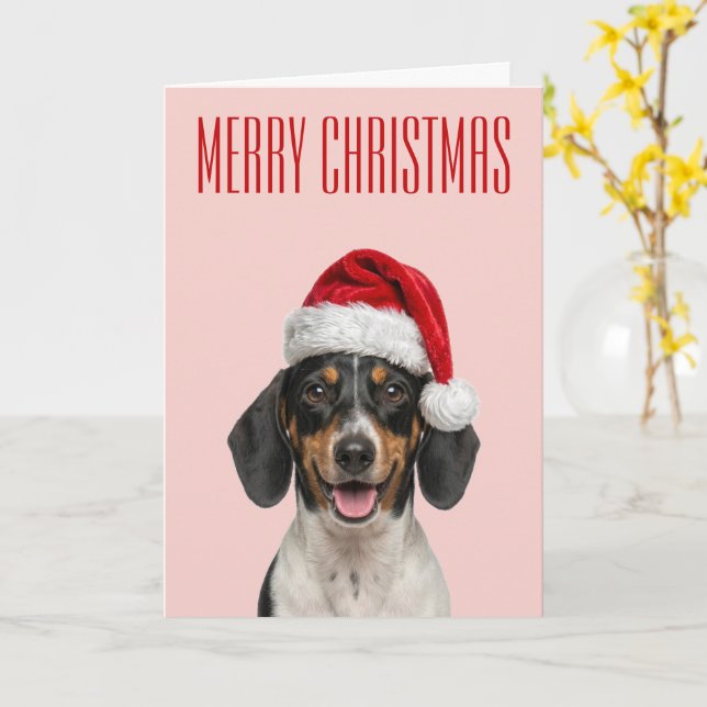 Dachshund Julstämning Kort (Gul blomma)