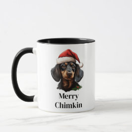 Dachshund jultomtehatt julhund mugg