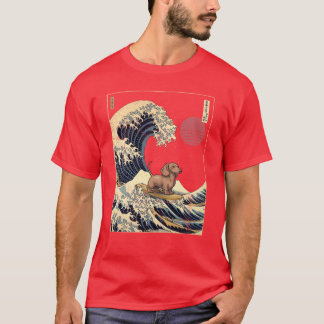 Dachshund Kanagawa Japansk Surfande Våg flicka T Shirt