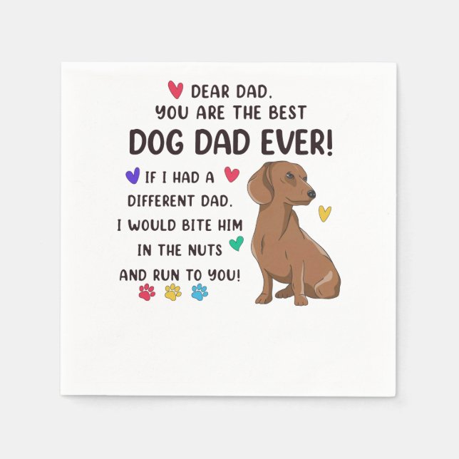 Dachshund Kära Pappa, du är bäst Pappersservett (Framsidan)