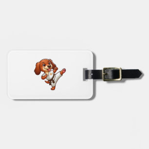 Dachshund karate martial Arts high kick Bagagebricka