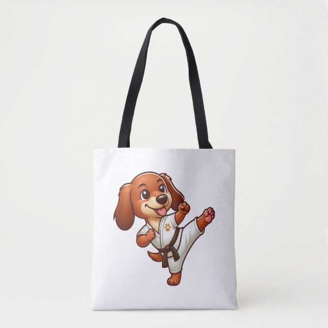Dachshund karate martial Arts high kick Tygkasse (Framsida)