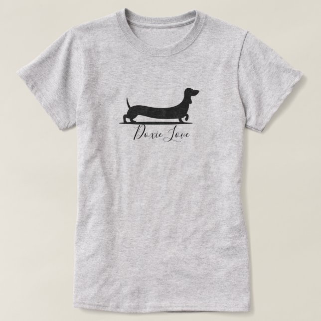 Dachshund Kärlek Basic T-Shirt (Design framsida)