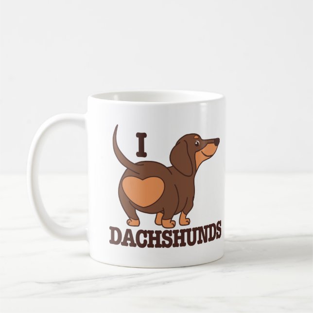 Dachshund Kärlek DogMug Kaffemugg (Vänster)