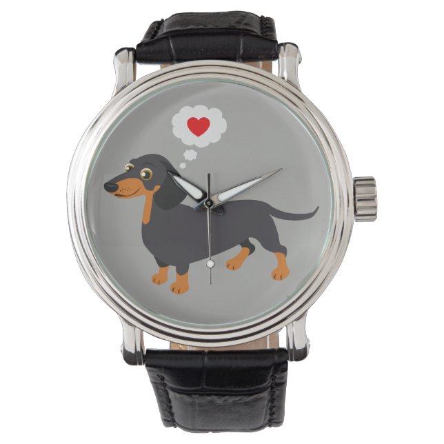 Dachshund Kärlek Doxie Heart Armbandsur (Framsida)