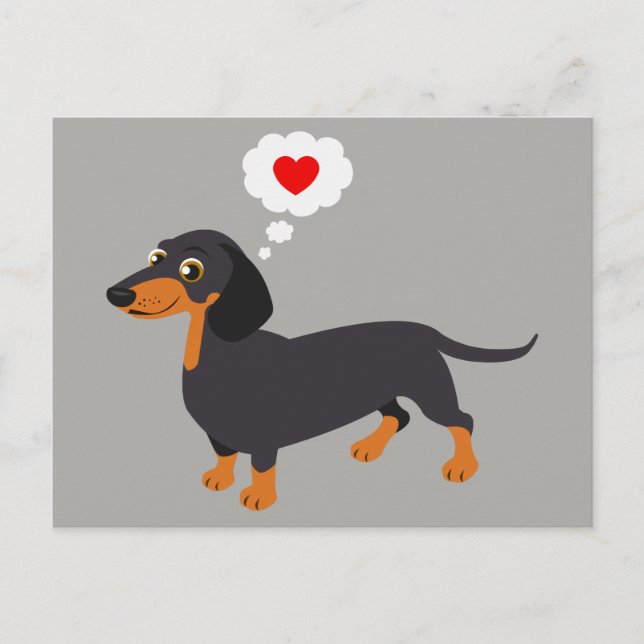 Dachshund Kärlek Doxie Heart-vykort Vykort (Framsida)