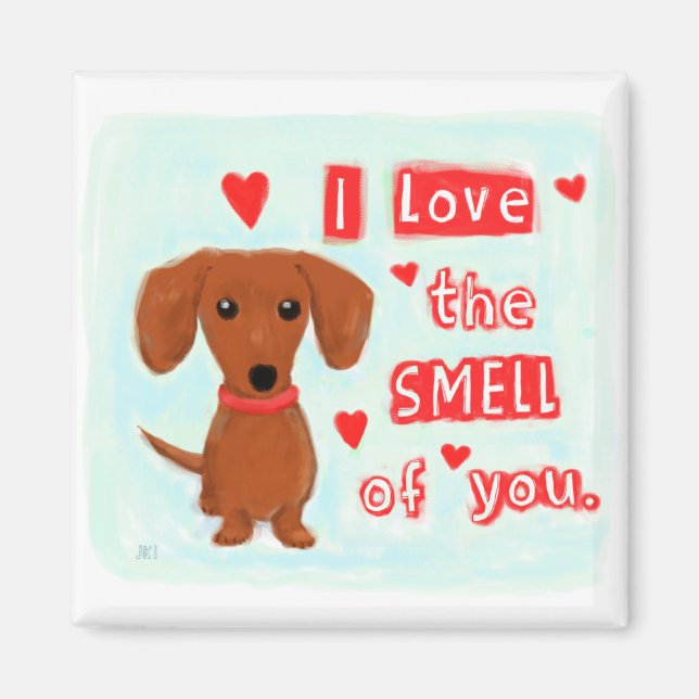 Dachshund Kärlek | Funny Wiener Hund Valentine Magnet (Framsidan)