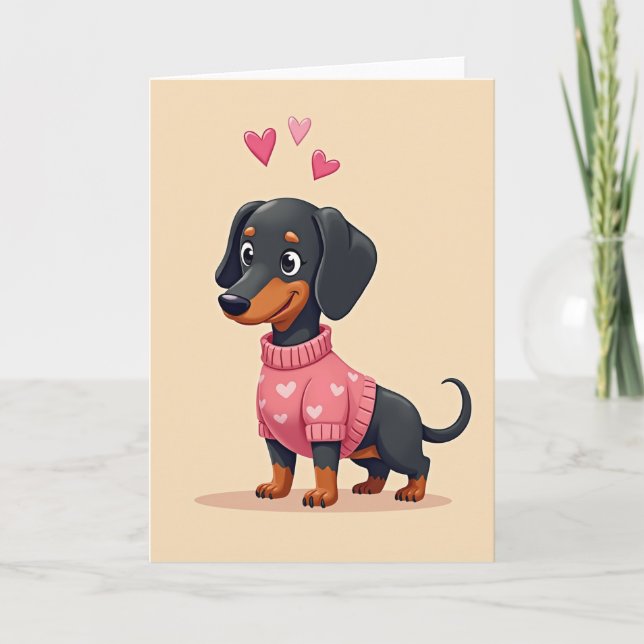 Dachshund Kärlek Hjärtan Hund Kort (Framsida)