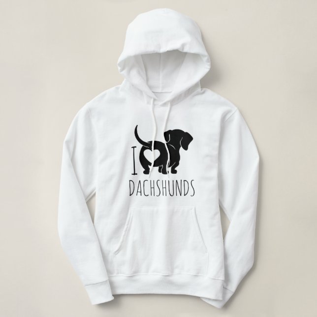 Dachshund Kärlek Hooded Sweatshirt T Shirt (Design framsida)
