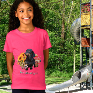 Dachshund Kärlek Hund i Vildblommor Design T Shirt
