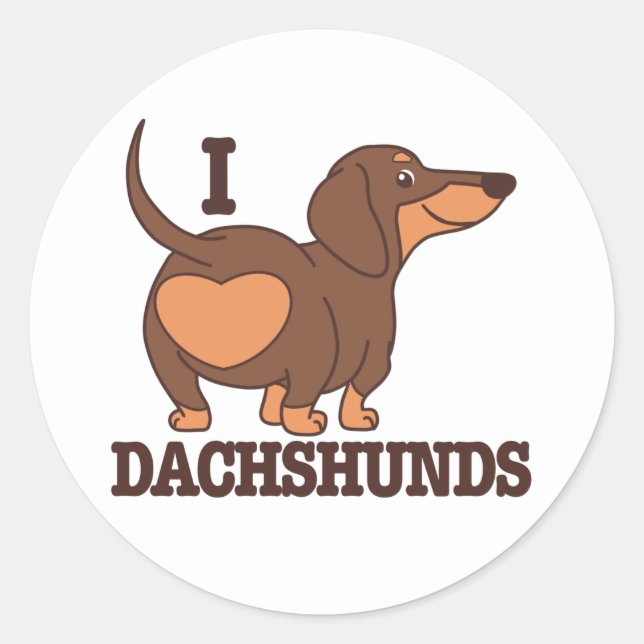 Dachshund Kärlek Hund Sticker Runt Klistermärke (Framsida)