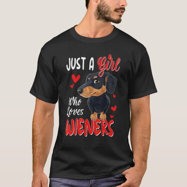 Dachshund Kärlek Hundar T Shirt (Framsida)