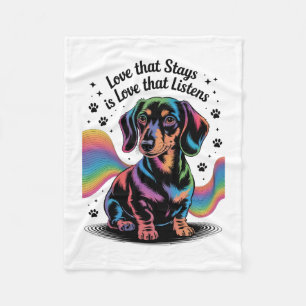 Dachshund-kärlek som stannar är kärlek som lyssnar fleecefilt