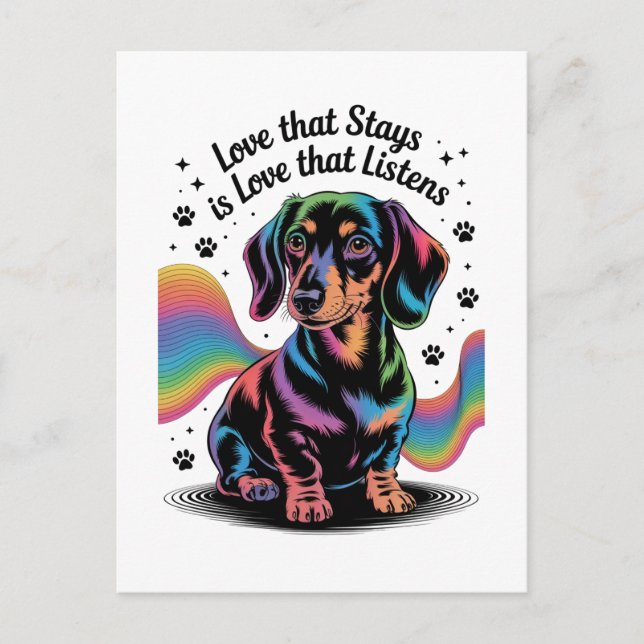 Dachshund Kärlek Som Varar Är Kärlek Som Lyssnar Vykort (Framsida)