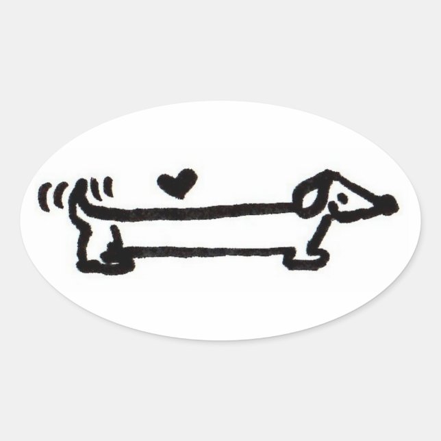 Dachshund Kärlek Sticker Ovalt Klistermärke (Framsida)