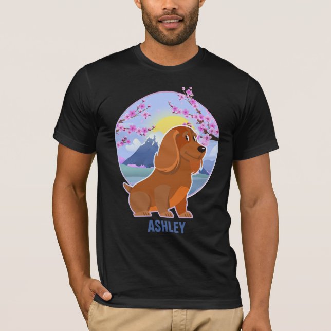 Dachshund Kawaii Cute Gift Hund Pet T Shirt (Framsida)