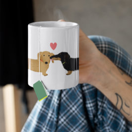 Dachshund Kiss med Heart Cute Wiener Hundar Kärlek Jumbo Mugg