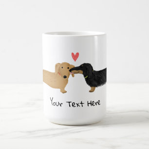 Dachshund Kiss med Heart Wiener Hundar i Kärlek Kaffemugg