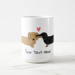 Dachshund Kiss med Heart Wiener Hundar i Kärlek Kaffemugg