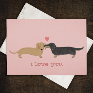 Dachshund Kiss Wiener Hundar Kärlek Valentine Card Helgkort