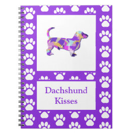 Dachshund Kisses Hund Silhouette PurplePY&B Anteckningsbok