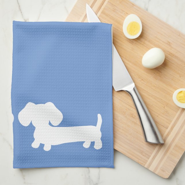 Dachshund Kitchen Dish Towel Cornblomma Blue Kökshandduk (Vikt i Fjärdedel)