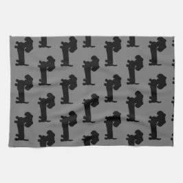 Dachshund Kitchen Kitchen Towel Black & Grått Kökshandduk