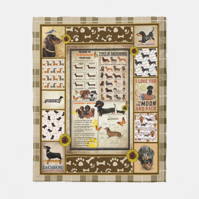 Dachshund Knowledge Blanket Gift Fleecefilt (Framsidan)