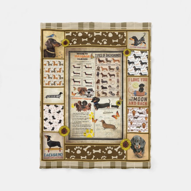 Dachshund Knowledge Blanket Gift Fleecefilt (Framsidan)