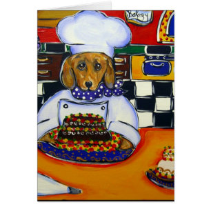 Dachshund kock hälsningskort