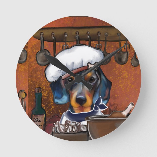 Dachshund-kockar Rund Klocka (Framsida)