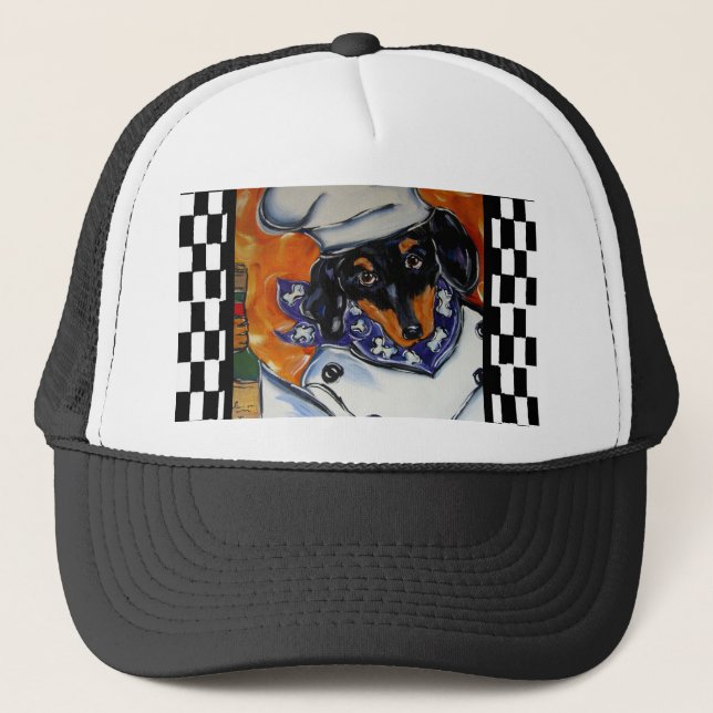 Dachshund kockar truckerkeps (Framsida)