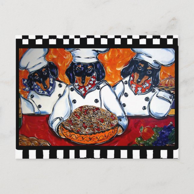 Dachshund kockar vykort (Framsida)