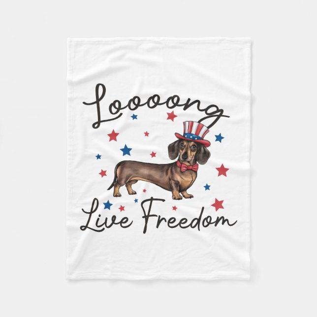 Dachshund Konst Länge Leve Friheten Fleecefilt (Framsidan)
