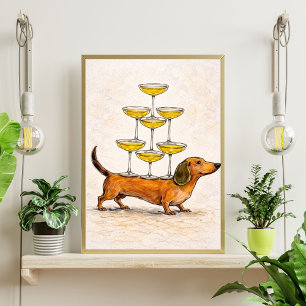 Dachshund-konst   rolig hundillustration poster