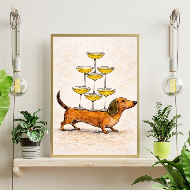 Dachshund-konst | rolig hundillustration poster (Skapare uppladdad)