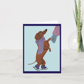 Dachshund konståkar med sin mamma inbjudan