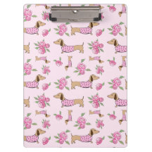 Dachshund-Kontorsmateriel - Rosa Blommigt