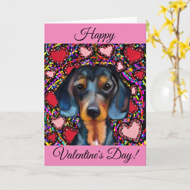 DACHSHUND KORT (Gul blomma)