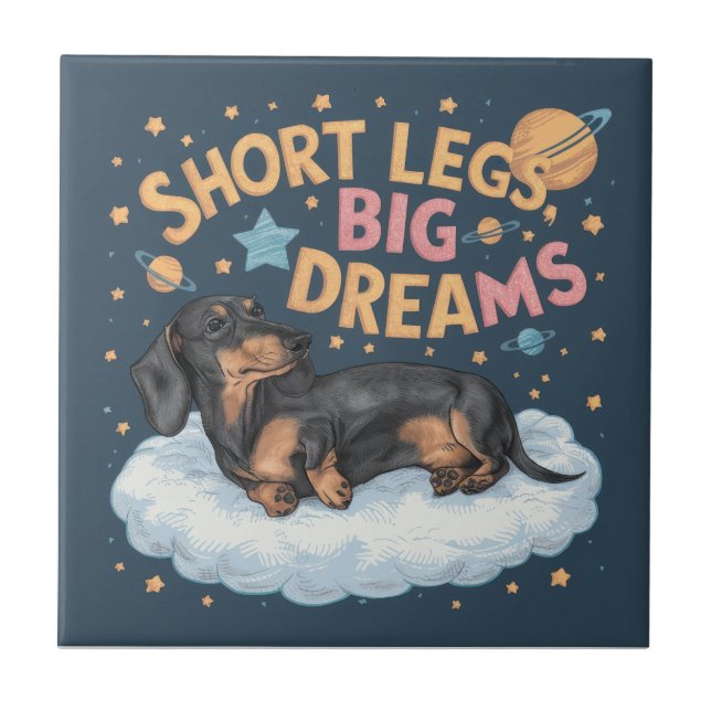 Dachshund Kort Ben Big Dreams Kakelplatta (Framsidan)