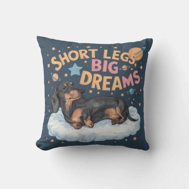 Dachshund Kort Ben Big Dreams Kudde (Framsida)