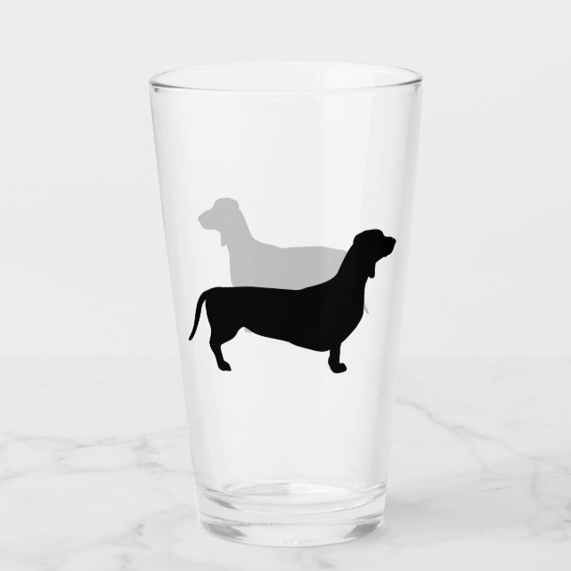 Dachshund Kort Hair - Silhouette 1 Glaskopp (Framsida)