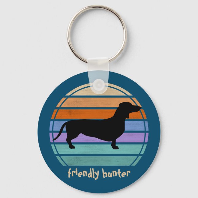 Dachshund Kort Hair - Silhouette 1 Nyckelring (Framsida)