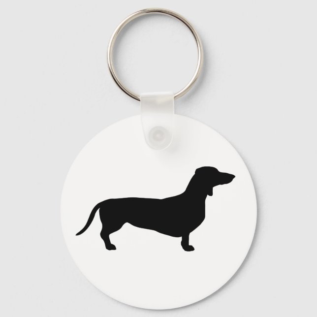 Dachshund Kort Hair - Silhouette 1 Nyckelring (Framsida)