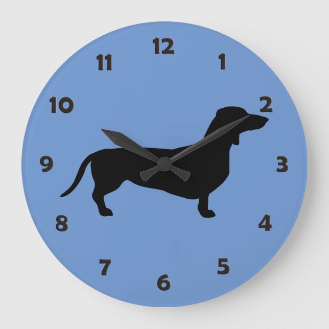 Dachshund Kort Hair - Silhouette 1 Stor Klocka (Framsida)