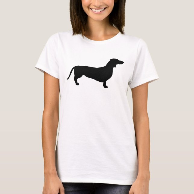 Dachshund Kort Hair - Silhouette 1 T Shirt (Framsida)
