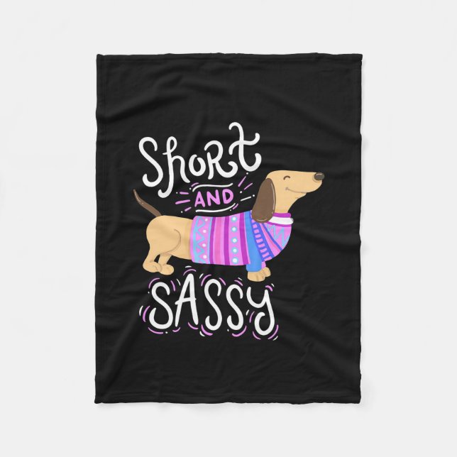 Dachshund Kort och Sassy Fleecefilt (Framsidan)